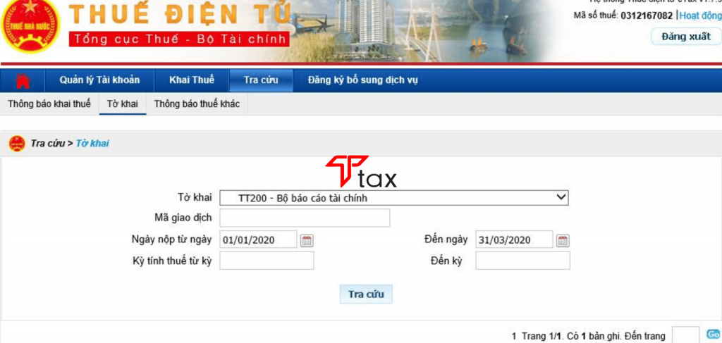 Tra cứu tờ khai thuế Tra cứu tờ khai thuế