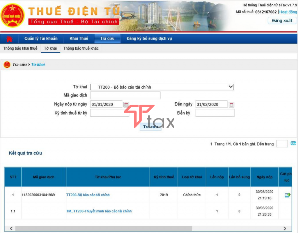 Tra cứu tờ khai thuế Tra cứu tờ khai thuế
