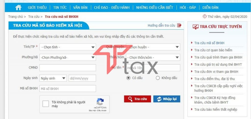 Tra cứu mã số bảo hiểm xã hội Tra cứu mã số bảo hiểm xã hội